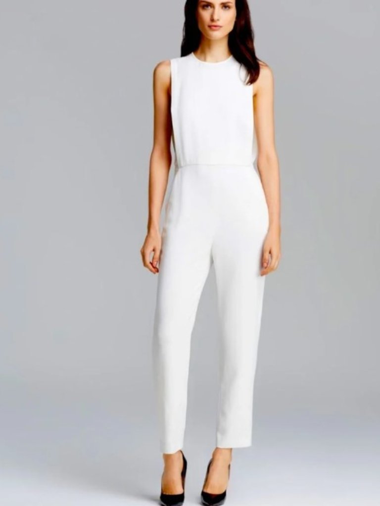Theory Off White Remaline Jumpsuit Sz 2 Miami Chic Bachlorette Party Minimalist